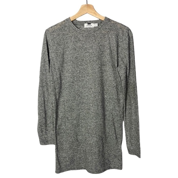 TopShop TopMan Gray Long Sleeve Crew Neck T-Shirt XS - Picture 1 of 7
